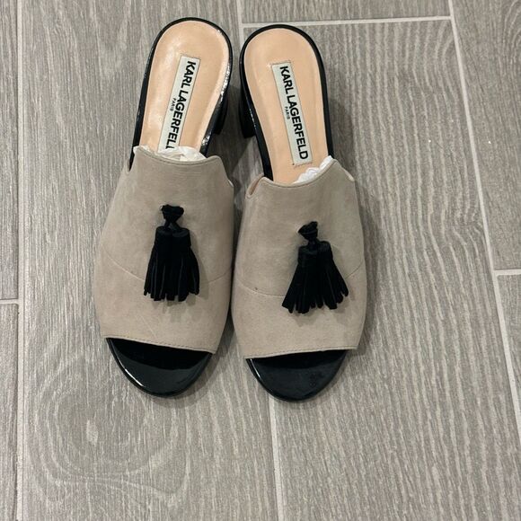 Karl Lagerfeld Women's Black and Tan Mules Very nice - Picture 1 of 6